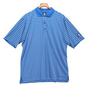 FJ FootJoy Golf Polo Short Mens Blue Striped Short Sleeve NCR Country Club Sz L
